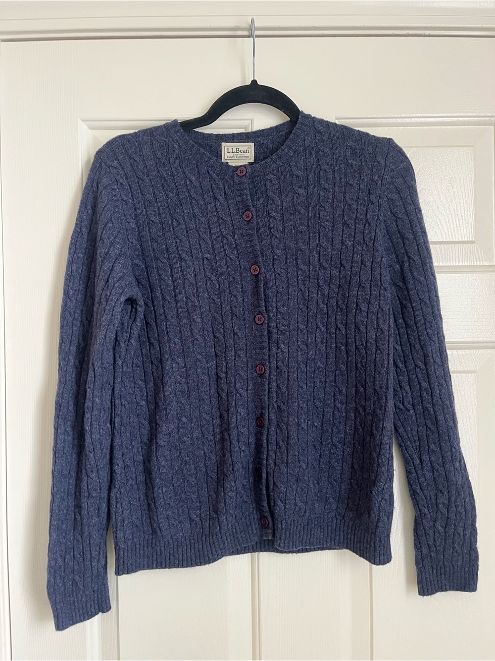 Vintage L.L. Bean Women's Navy Cable-Knit  Button Classic Cardigan